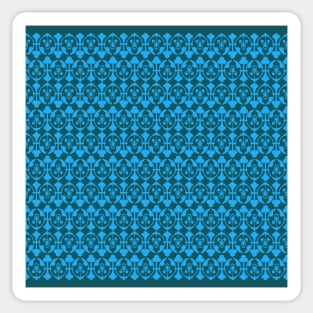 Vintage Art Nouveau Lace Damask Motif Pattern Blue Sticker